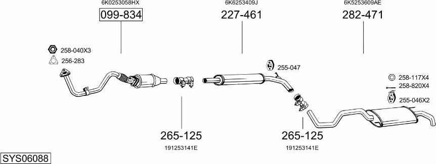 Bosal SYS06088 - Система випуску ОГ autocars.com.ua