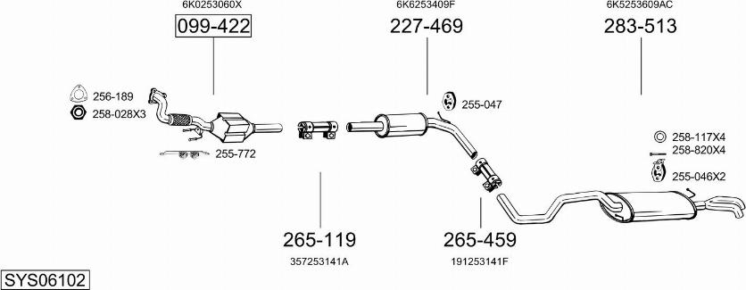 Bosal SYS06102 - Система випуску ОГ autocars.com.ua