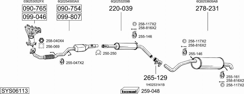 Bosal SYS06113 - Система випуску ОГ autocars.com.ua