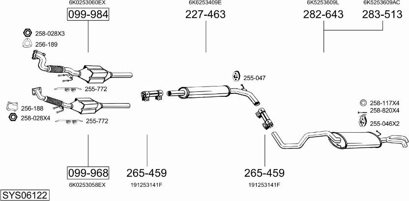 Bosal SYS06122 - Система випуску ОГ autocars.com.ua