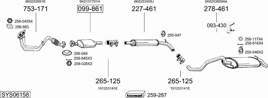 Bosal SYS06158 - Система випуску ОГ autocars.com.ua