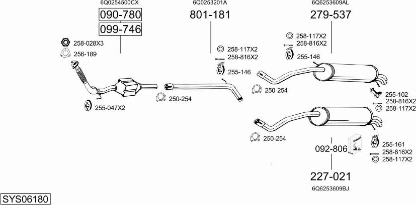 Bosal SYS06180 - Система випуску ОГ autocars.com.ua