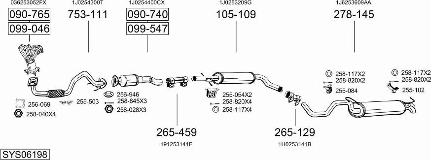 Bosal SYS06198 - Система випуску ОГ autocars.com.ua