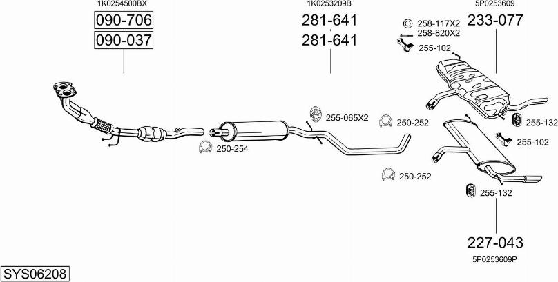 Bosal SYS06208 - Система випуску ОГ autocars.com.ua
