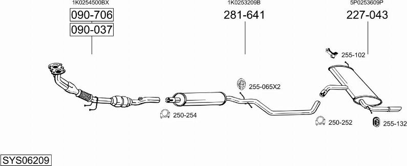 Bosal SYS06209 - Система випуску ОГ autocars.com.ua