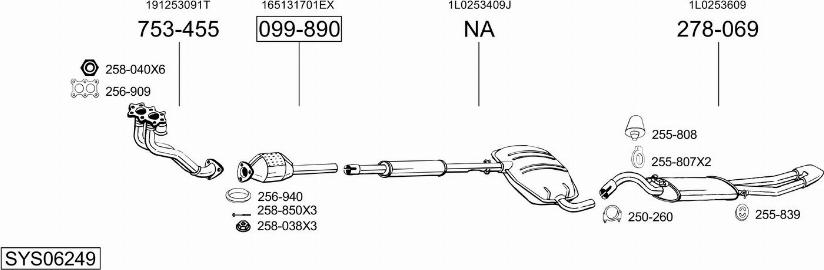 Bosal SYS06249 - Система випуску ОГ autocars.com.ua