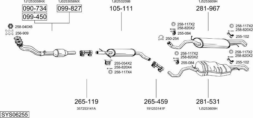 Bosal SYS06255 - Система випуску ОГ autocars.com.ua