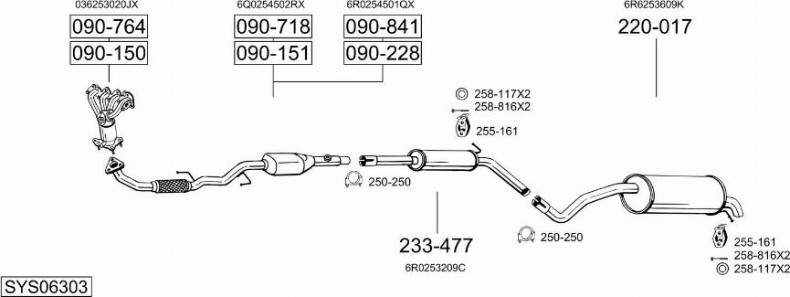 Bosal SYS06303 - Система выпуска ОГ avtokuzovplus.com.ua