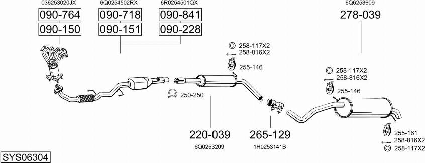 Bosal SYS06304 - Система выпуска ОГ avtokuzovplus.com.ua