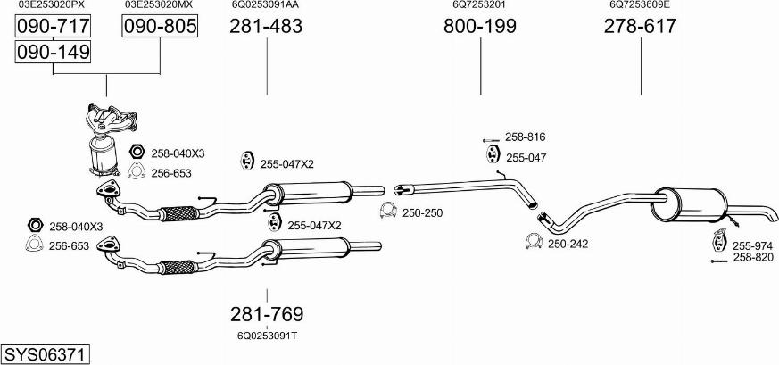 Bosal SYS06371 - Система випуску ОГ autocars.com.ua