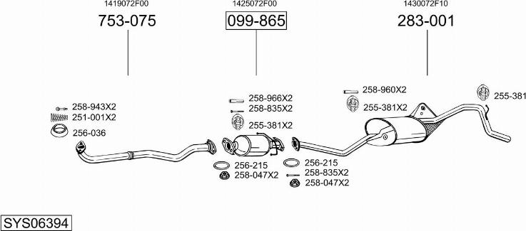 Bosal SYS06394 - Система випуску ОГ autocars.com.ua