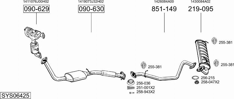 Bosal SYS06425 - Система випуску ОГ autocars.com.ua