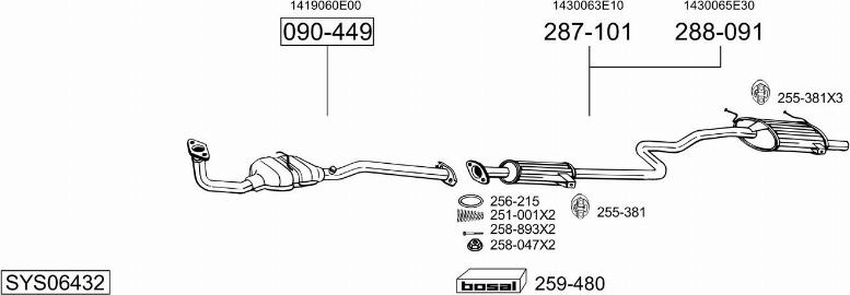 Bosal SYS06432 - Система випуску ОГ autocars.com.ua