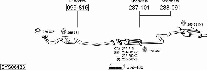 Bosal SYS06433 - Система випуску ОГ autocars.com.ua