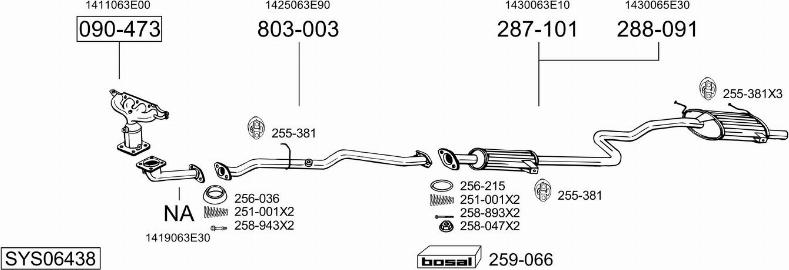 Bosal SYS06438 - Система випуску ОГ autocars.com.ua