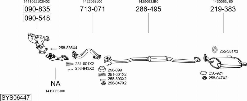 Bosal SYS06447 - Система випуску ОГ autocars.com.ua