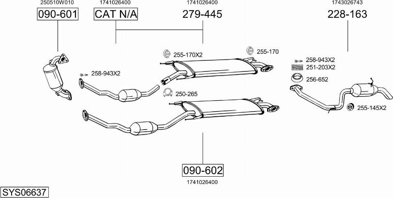 Bosal SYS06637 - Система випуску ОГ autocars.com.ua