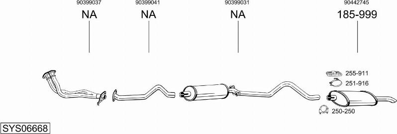 Bosal SYS06668 - Система випуску ОГ autocars.com.ua