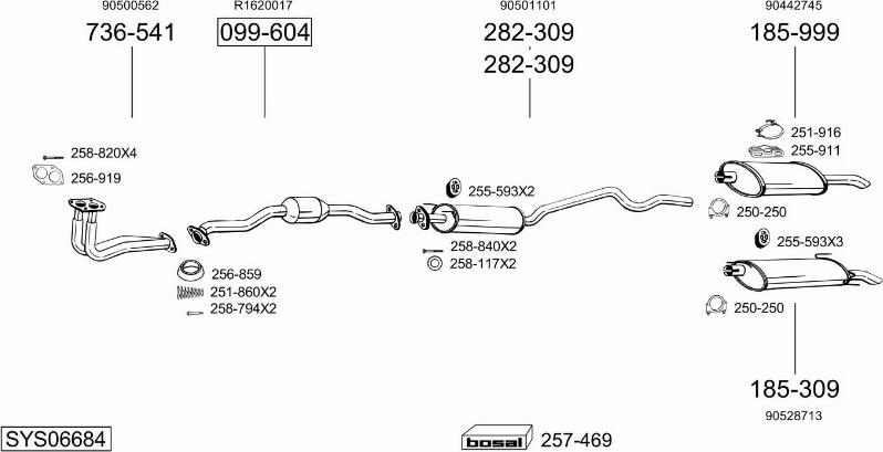 Bosal SYS06684 - Система випуску ОГ autocars.com.ua
