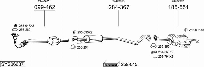 Bosal SYS06687 - Система випуску ОГ autocars.com.ua