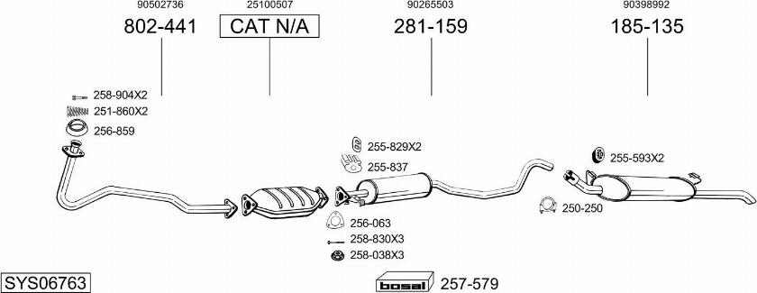 Bosal SYS06763 - Система випуску ОГ autocars.com.ua