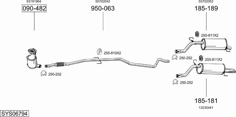 Bosal SYS06794 - Система випуску ОГ autocars.com.ua