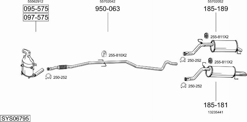 Bosal SYS06795 - Система випуску ОГ autocars.com.ua