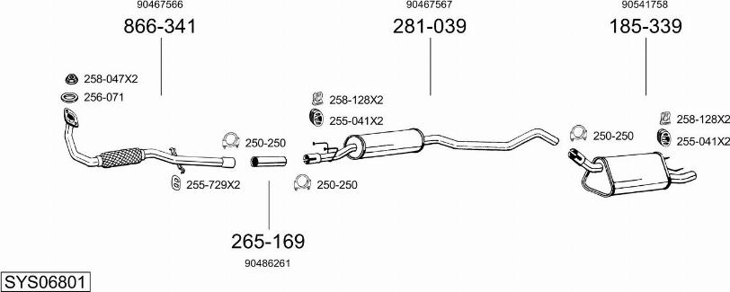 Bosal SYS06801 - Система випуску ОГ autocars.com.ua