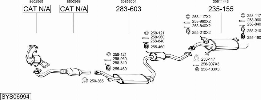 Bosal SYS06994 - Система випуску ОГ autocars.com.ua