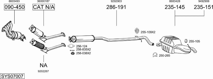 Bosal SYS07007 - Система випуску ОГ autocars.com.ua