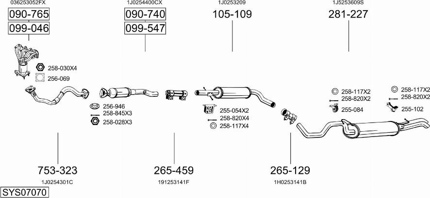 Bosal SYS07070 - Система випуску ОГ autocars.com.ua