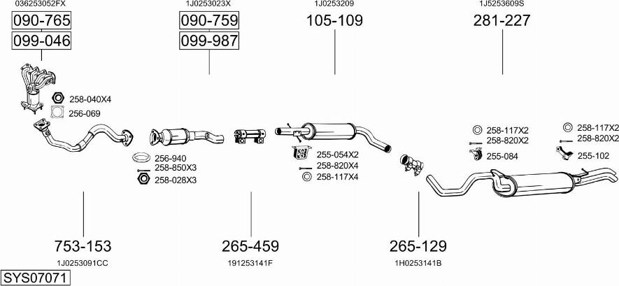Bosal SYS07071 - Система випуску ОГ autocars.com.ua