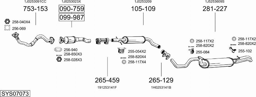 Bosal SYS07073 - Система випуску ОГ autocars.com.ua