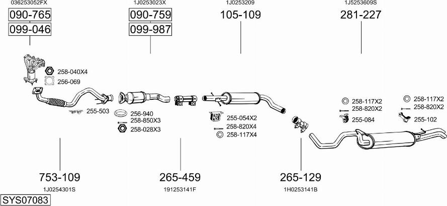 Bosal SYS07083 - Система випуску ОГ autocars.com.ua
