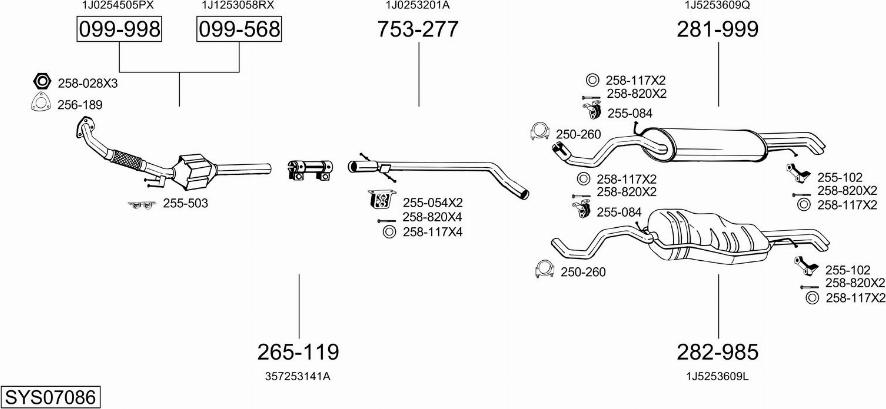 Bosal SYS07086 - Система випуску ОГ autocars.com.ua