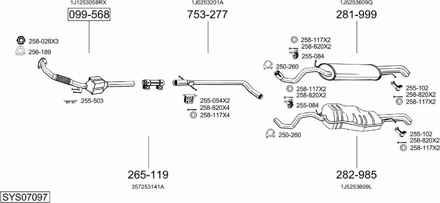 Bosal SYS07097 - Система випуску ОГ autocars.com.ua