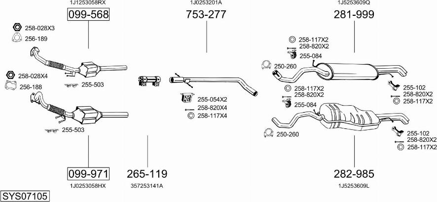 Bosal SYS07105 - Система випуску ОГ autocars.com.ua