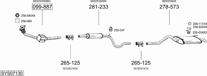 Bosal SYS07130 - Система випуску ОГ autocars.com.ua
