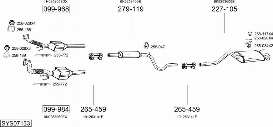 Bosal SYS07133 - Система випуску ОГ autocars.com.ua