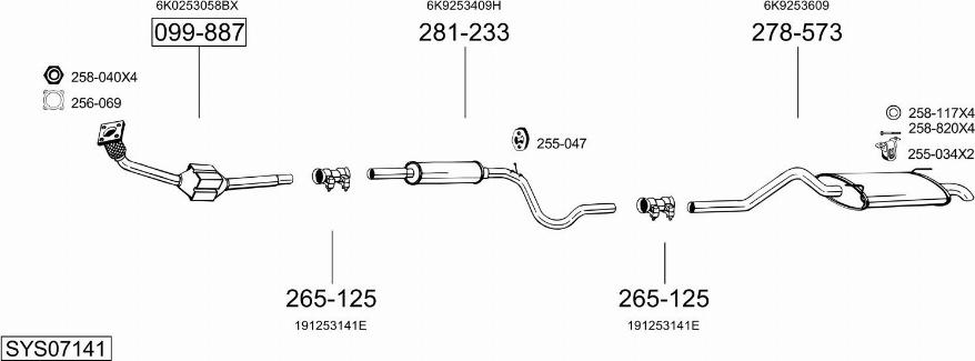 Bosal SYS07141 - Система випуску ОГ autocars.com.ua