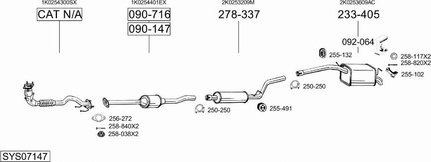 Bosal SYS07147 - Система випуску ОГ autocars.com.ua