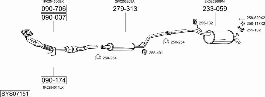 Bosal SYS07151 - Система випуску ОГ autocars.com.ua