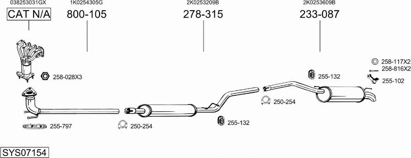 Bosal SYS07154 - Система випуску ОГ autocars.com.ua