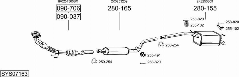 Bosal SYS07163 - Система випуску ОГ autocars.com.ua