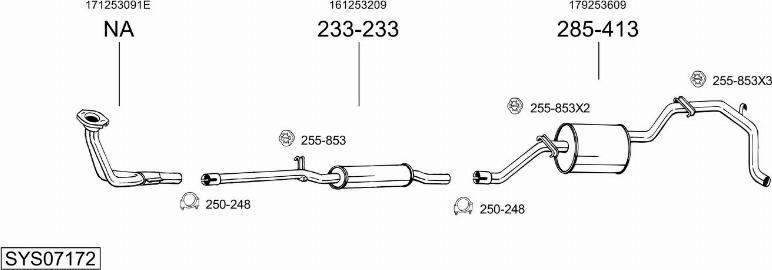 Bosal SYS07172 - Система випуску ОГ autocars.com.ua