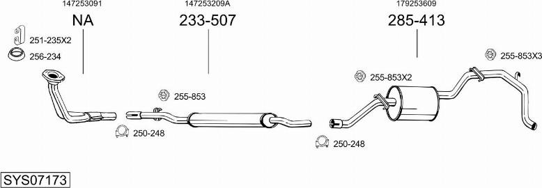 Bosal SYS07173 - Система випуску ОГ autocars.com.ua
