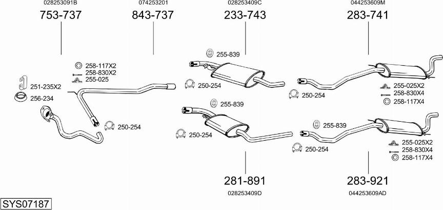 Bosal SYS07187 - Система випуску ОГ autocars.com.ua