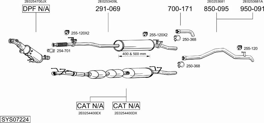 Bosal SYS07224 - Система випуску ОГ autocars.com.ua