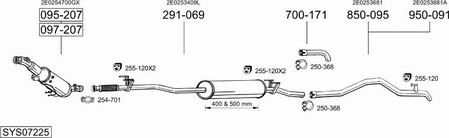 Bosal SYS07225 - Система випуску ОГ autocars.com.ua