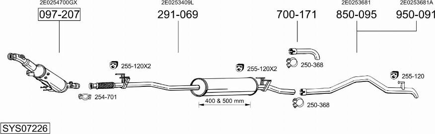 Bosal SYS07226 - Система випуску ОГ autocars.com.ua